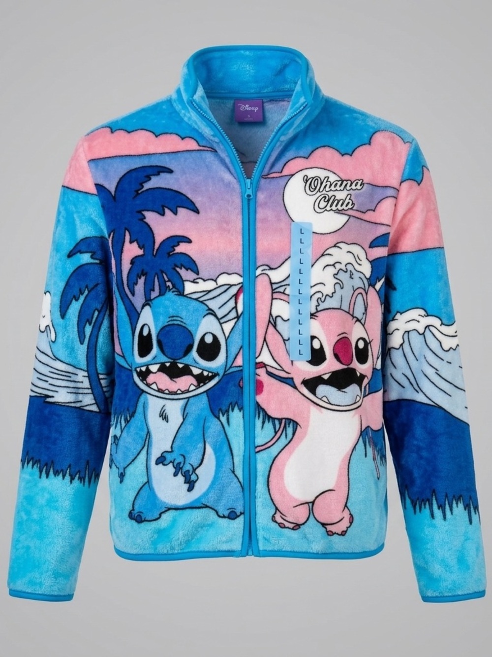 Disney Stitch Angel Ohana Club Sherpa Fleece Jacket Women’s Large NWT
